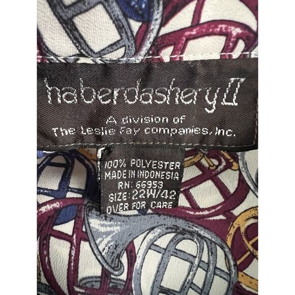 VTG Leslie Fay Haberdashery Size 22W Blouse Multicolor French Horns Mardi gras - Picture 7 of 10